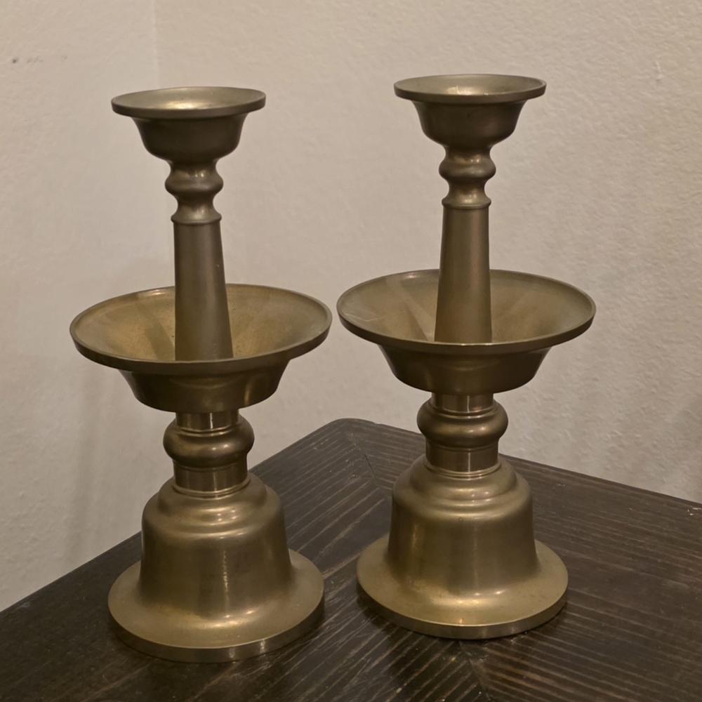 Vintage Pair of Brass Candlesticks Neiman Marcus - Picture 2 of 3